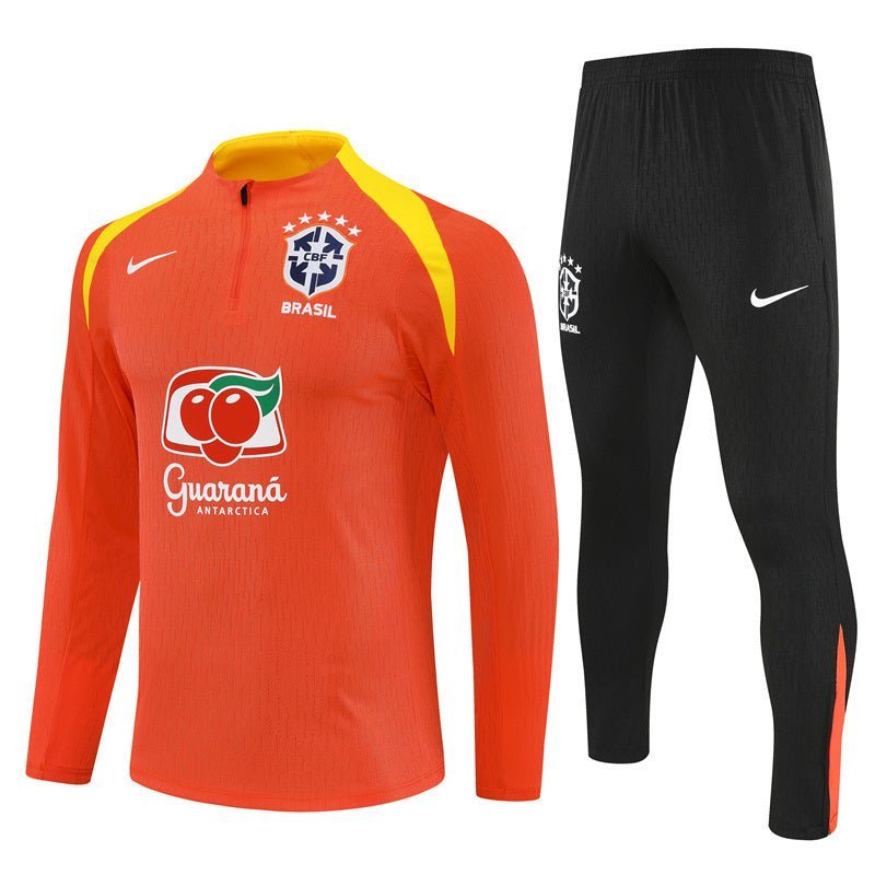 25/26 Brazil Training Orange Kids Size Tracksuit - Premium Quality Kits at Football Monarch
