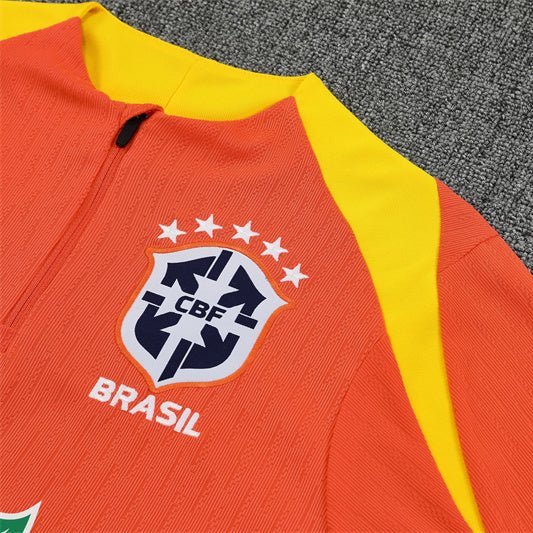 25/26 Brazil Training Orange Tracksuit - Premium Quality Kits at Football Monarch