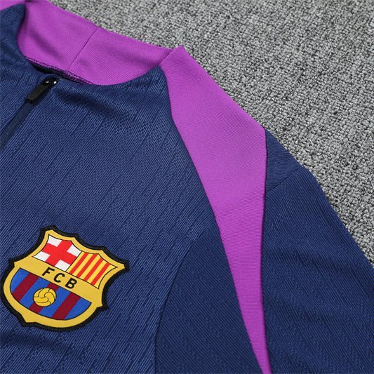 25/26 FC Barcelona Half Zip Training Blue/Purple Kids Size Tracksuit - Premium Quality Kits at Football Monarch
