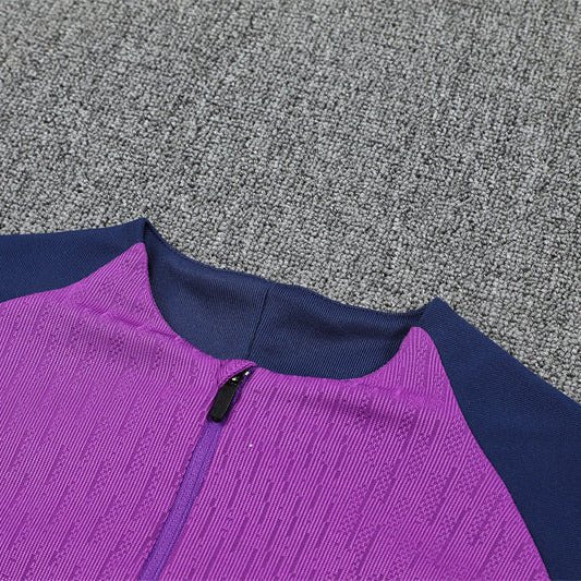 25/26 FC Barcelona Half Zip Training Purple/Blue Kids Size Tracksuit - Premium Quality Kits at Football Monarch