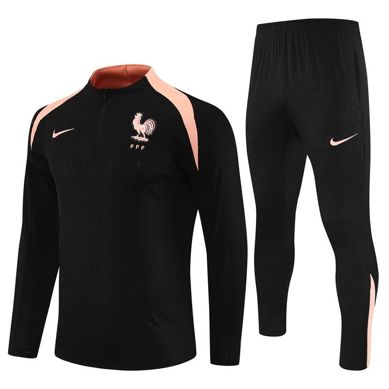 25/26 France Training Black/Light Pink Tracksuit - Premium Quality Kits at Football Monarch
