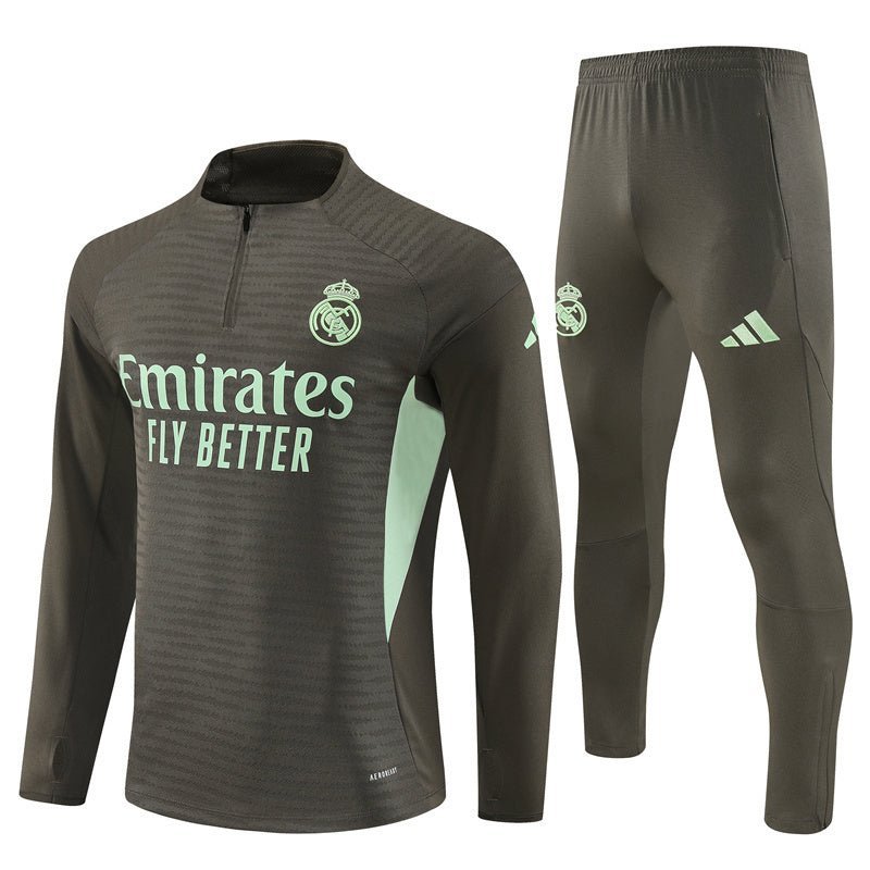 25/26 Real Madrid Training Dark Olive Kids Size Tracksuit - Premium Quality Kits at Football Monarch