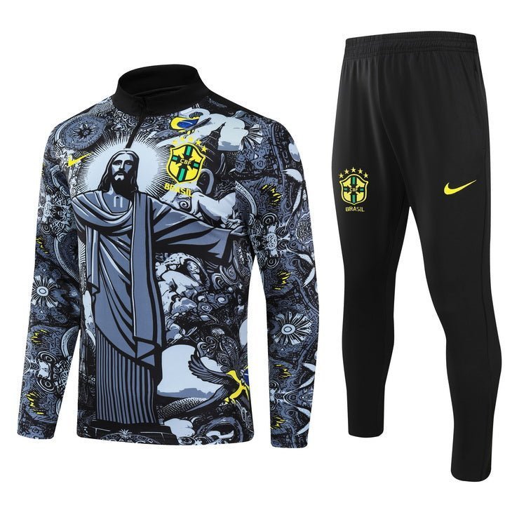 Brazil "Jesus" Premium Kids Size Tracksuit - Premium Quality Kits at Football Monarch