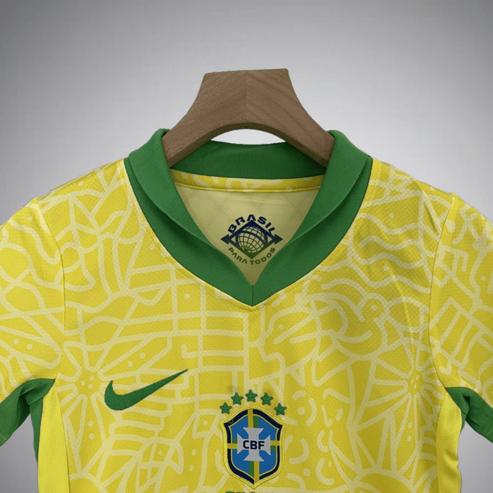 2024 Brazil Home Kids Size Kit - Premium Quality Kits at Football Monarch