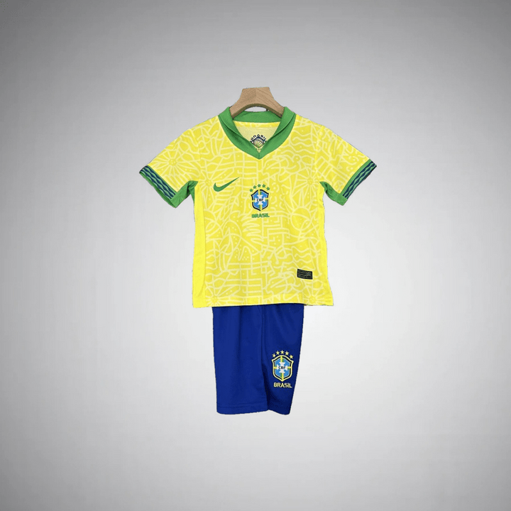 2024 Brazil Home Kids Size Kit - Premium Quality Kits at Football Monarch