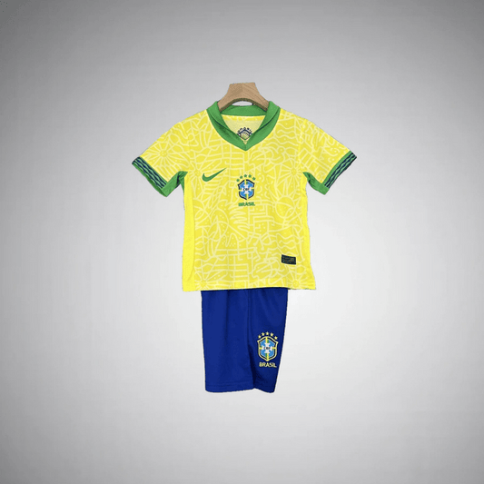 2024 Brazil Home Kids Size Kit - Premium Quality Kits at Football Monarch