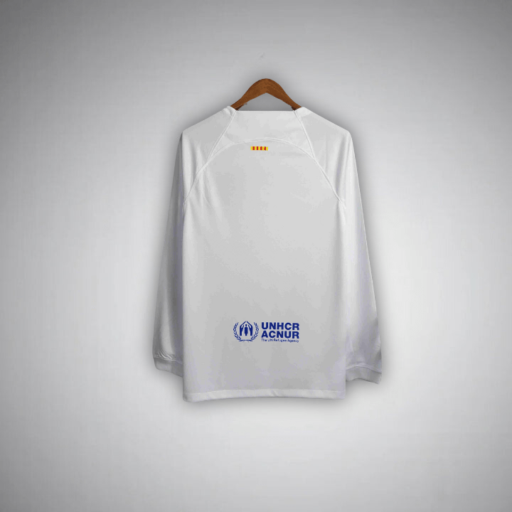 23/24 FC Barcelona White Long Sleeve Away Kit - Premium Quality Kits at Football Monarch