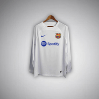 23/24 FC Barcelona White Long Sleeve Away Kit - Premium Quality Kits at Football Monarch