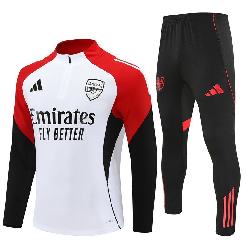 25/26 Arsenal White/Red Kids Size Tracksuit - Premium Quality Kits at Football Monarch