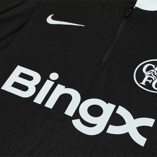 25/26 Chelsea Black Kids Size Tracksuit - Premium Quality Kits at Football Monarch