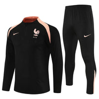 25/26 France Training Black/Light Pink Kids Size Tracksuit - Premium Quality Kits at Football Monarch