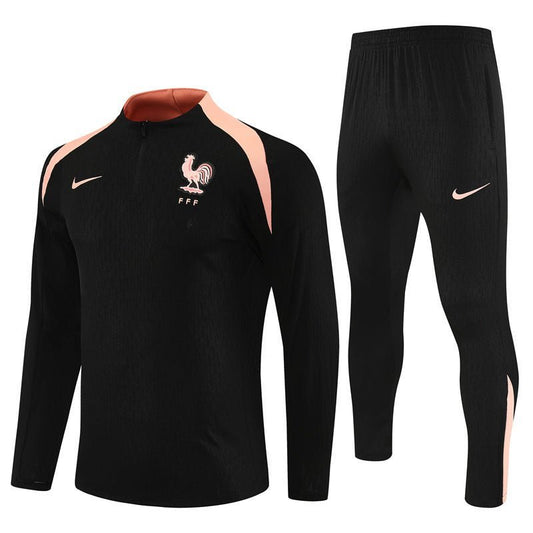 25/26 France Training Black/Light Pink Kids Size Tracksuit - Premium Quality Kits at Football Monarch
