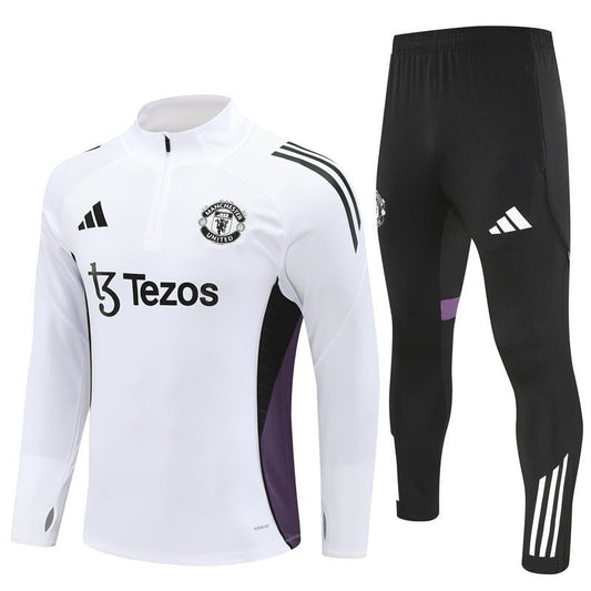25/26 Manchester United Training White Kids Size Tracksuit - Premium Quality Kits at Football Monarch