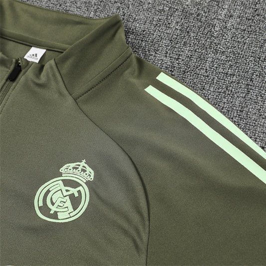 25/26 Real Madrid Training Dark Olive Kids Size Tracksuit - Premium Quality Kits at Football Monarch