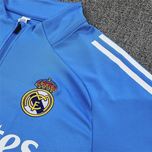 25/26 Real Madrid Training Light Blue Kids Size Tracksuit - Premium Quality Kits at Football Monarch