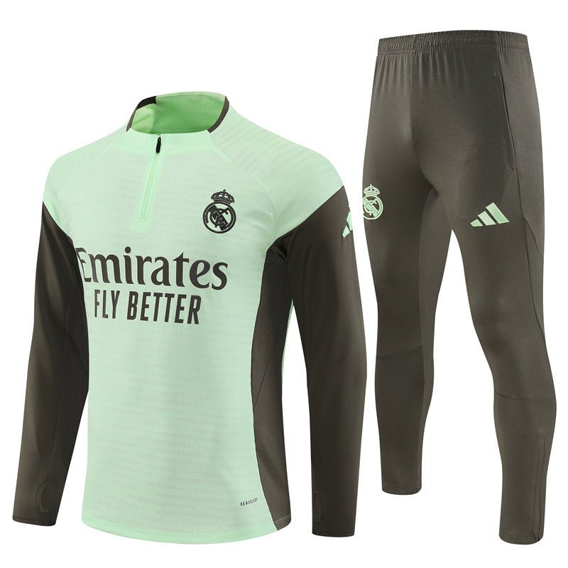 25/26 Real Madrid Training Lime Green Kids Size Tracksuit - Premium Quality Kits at Football Monarch