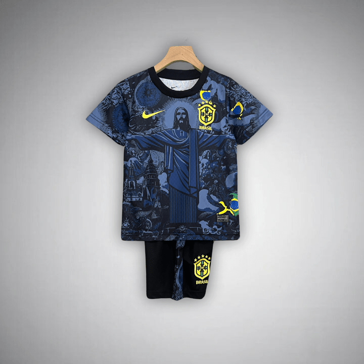 Brazil "Jesus" Premium Blue Kids Size Kit - Premium Quality Kits at Football Monarch