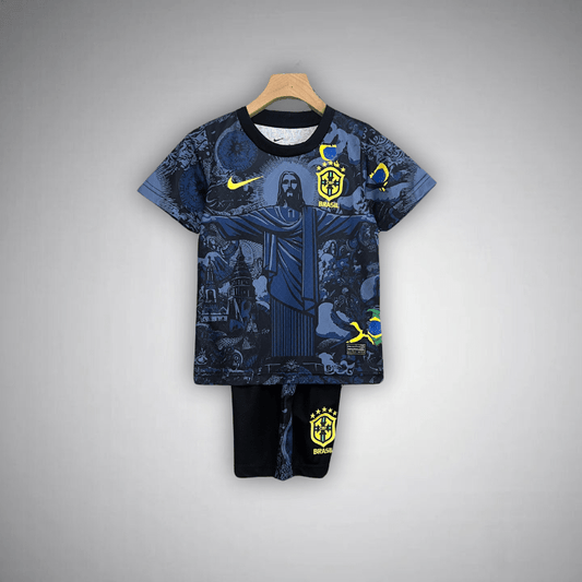 Brazil "Jesus" Premium Blue Kids Size Kit - Premium Quality Kits at Football Monarch