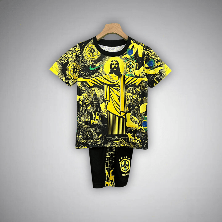 Brazil "Jesus" Premium Kids Size Yellow Kit - Premium Quality Kits at Football Monarch