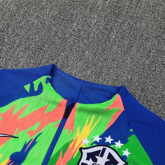 Brazil "Tropical Inferno" Premium Kids Size Tracksuit - Premium Quality Kits at Football Monarch
