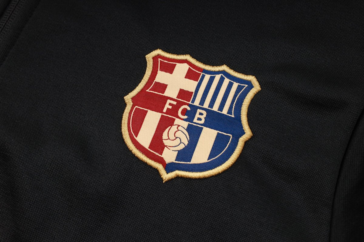FC Barcelona Black Premium Tracksuit - Premium Quality Kits at Football Monarch