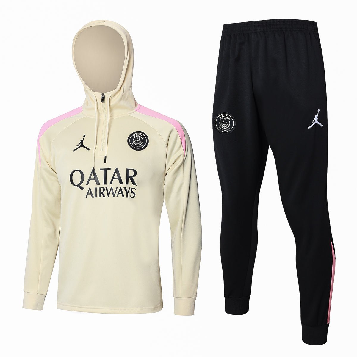 PSG Beige and Black Premium Tracksuit - Premium Quality Kits at Football Monarch