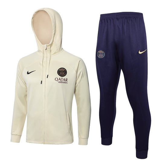 PSG Beige and Dark Blue Premium Tracksuit - Premium Quality Kits at Football Monarch