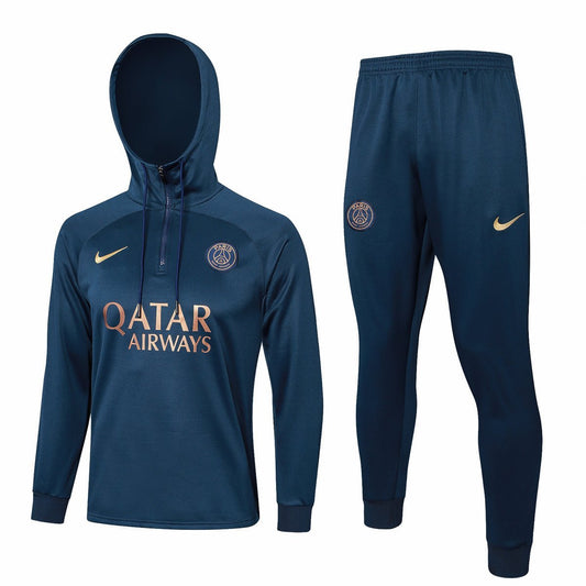 PSG Dark Blue and Gold Premium Tracksuit - Premium Quality Kits at Football Monarch
