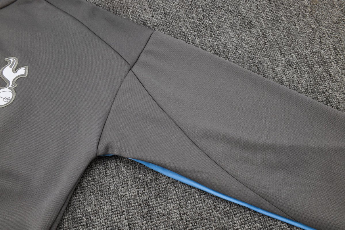 Tottenham Gray and Black Premium Tracksuit - Premium Quality Kits at Football Monarch