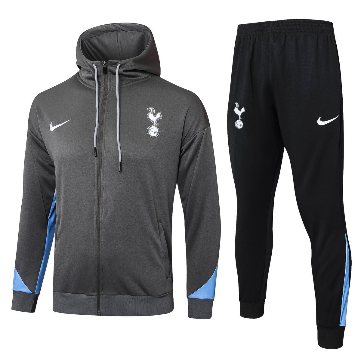 Tottenham Gray and Black Premium Tracksuit - Premium Quality Kits at Football Monarch