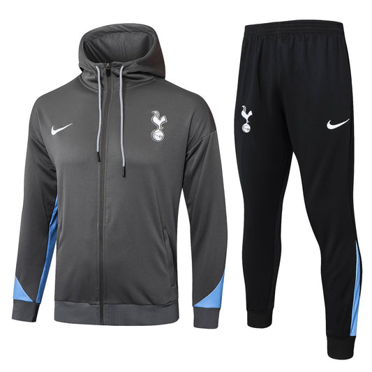 Tottenham Gray and Black Premium Tracksuit - Premium Quality Kits at Football Monarch
